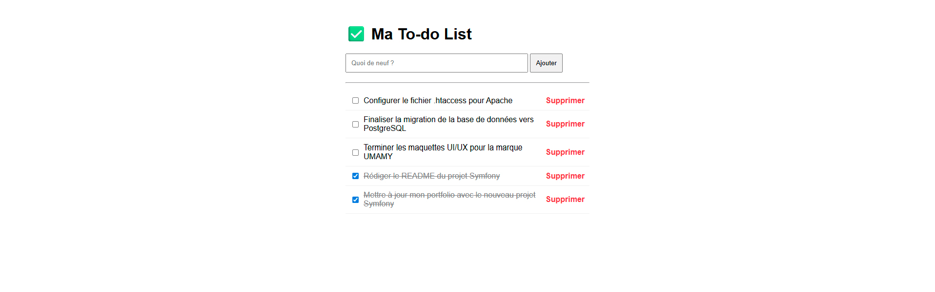 Ajout et modification d'une tâche